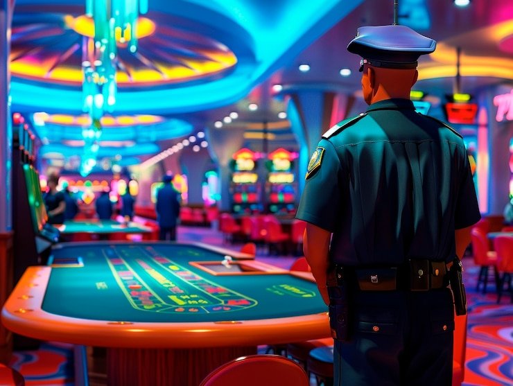 Live Texas Poker table at slot idn with professional dealer and multiple players